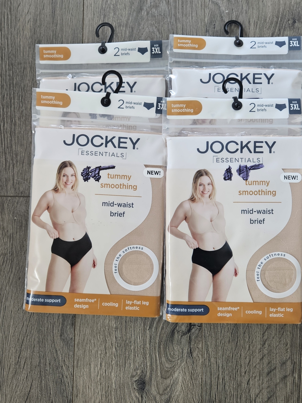 Lot of 8 Briefs  Jockey Essentials Mid-Waist 3XL Tummy Smoothing Tan